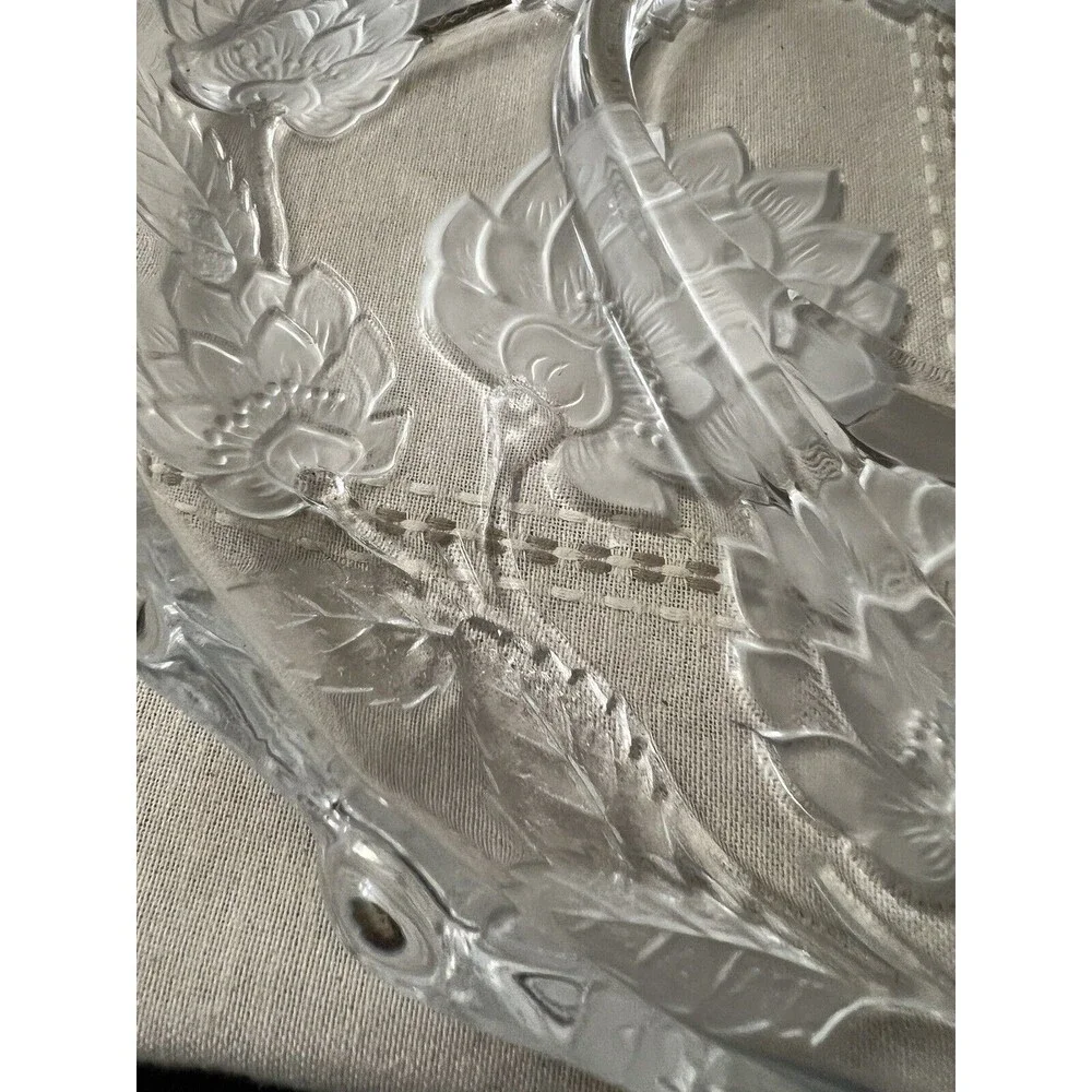 Crystal Divided  Glass Chip Dip Tray with Beautiful Flowers 13